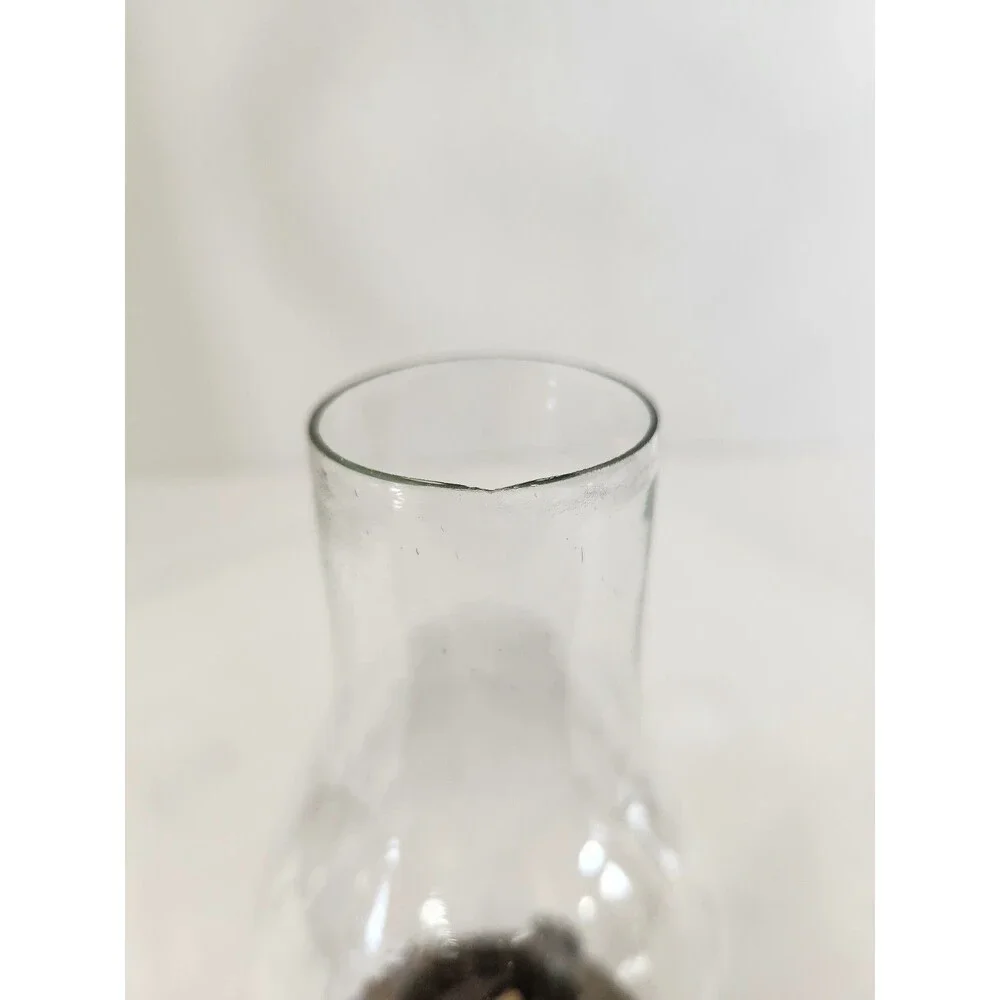 Mini Oil Lamp Vintage Metal Base Copper Color Clear Glass Shade 9